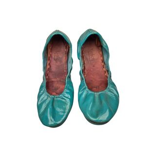 Tieks by Gavrieli Teal Patent Leather Ballet Flats Foldable Shoes Womens Sz 8